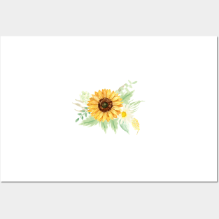 Sunflowers and Daisies | Watercolor | Art | Pattern | Beige Posters and Art